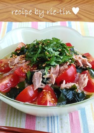 ஐトマト・ツナ・大葉・ワカメ冷そうめんஐ-レシピのメイン写真