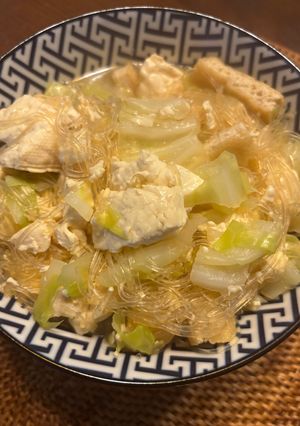豆腐キャベツ油揚げと春雨の具沢山スープ-レシピのメイン写真