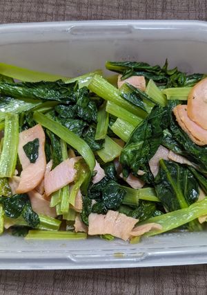 小松菜とハムの炒め物-レシピのメイン写真