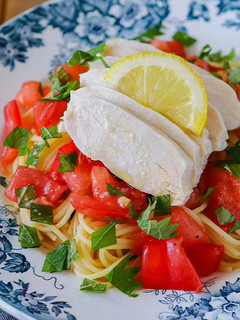 みつせ鶏蒸し鶏とトマトの冷製パスタ-レシピのメイン写真