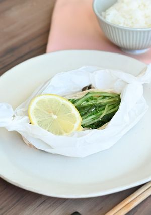 水菜と鮭のホイル焼き-レシピのメイン写真
