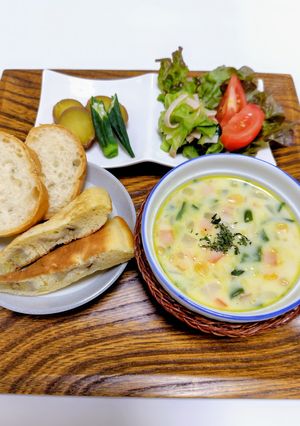 いつもの野菜で！簡単具沢山コーンスープ-レシピのメイン写真