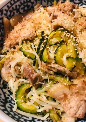 豚肉のもやし＆ゴーヤー冷や麦チャンプルー-レシピのメイン写真