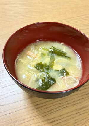 小松菜のカニたま味噌汁-レシピのメイン写真