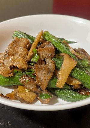 豚肉とオクラ、エリンギの甘辛炒め-レシピのメイン写真