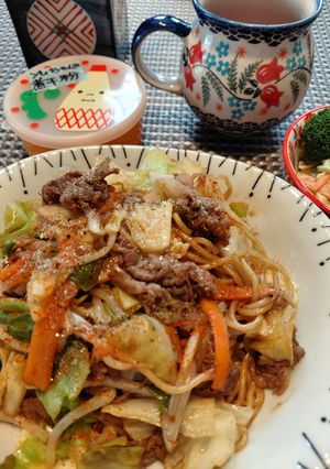 辛い焼きそば豆板醤と一味入りヒーハー-レシピのメイン写真