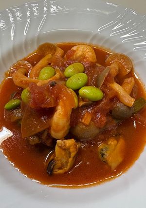冷凍エビと冷凍ムール貝のトマト煮込み-レシピのメイン写真