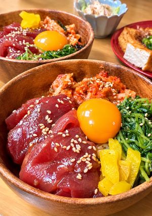 切って漬けるだけ！生カツオの韓国風絶品ウマ辛丼-レシピのメイン写真