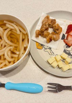 幼児食プレート18(うどんと唐揚げ)-レシピのメイン写真