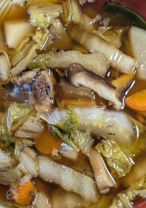 いわしの水煮缶と野菜のめんつゆ鍋-レシピのメイン写真