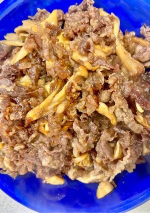 甘辛　牛薄切りと舞茸の炒め-レシピのメイン写真