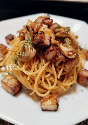 長芋と舞茸のバター醤油パスタ-レシピのメイン写真