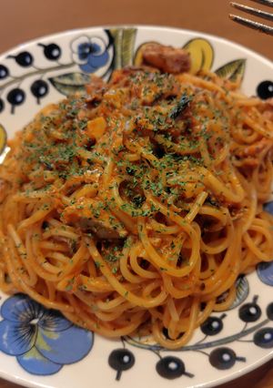 サバ水煮缶とトマトジュースのパスタ-レシピのメイン写真