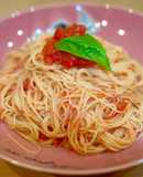 田中家の和えるだけ簡単冷製トマトパスタ
