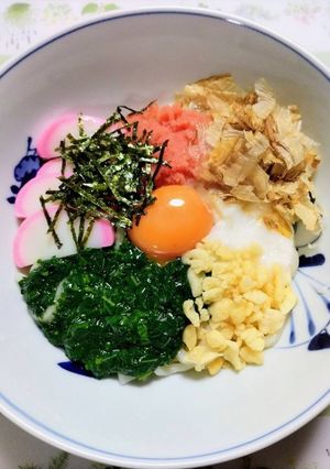 簡単昼食！長芋明太冷やしモロヘイヤうどん-レシピのメイン写真