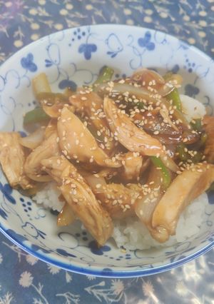 鶏むね黒酢あん丼-レシピのメイン写真