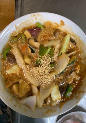 お一人様オイ梅クリーム根菜たっぷり野菜炒-レシピのメイン写真