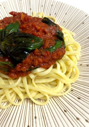 にんにくたっぷり！美味しいトマトパスタ-レシピのメイン写真