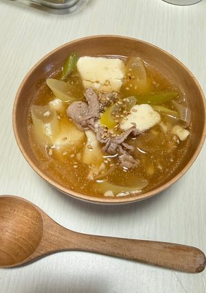 豆腐とネギ豚スープ-レシピのメイン写真