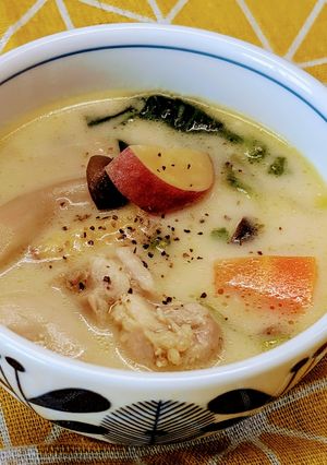 １日の野菜の半分を食べるミルクみそスープ-レシピのメイン写真