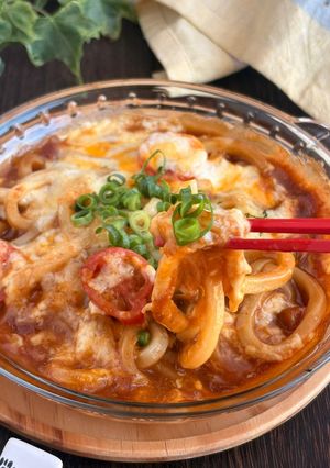 混ぜて焼くだけ！焼きチーズカレーうどん-レシピのメイン写真