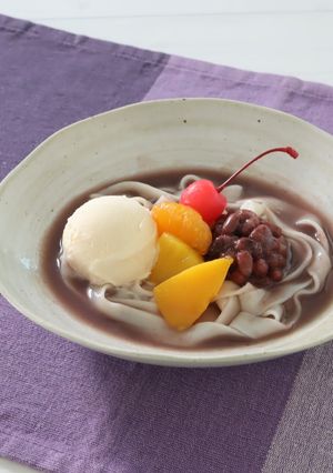 もちっと！冷やしきしめんクリームぜんざい-レシピのメイン写真