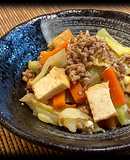キャベツと厚揚げの味噌炒め（透析食）