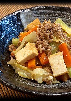 キャベツと厚揚げの味噌炒め（透析食）-レシピのメイン写真