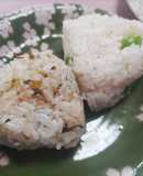 たらこ枝豆バターと高菜ちりめんおにぎり