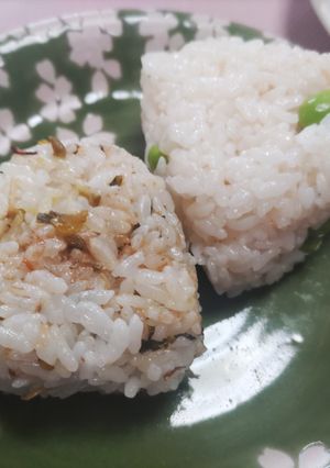 たらこ枝豆バターと高菜ちりめんおにぎり-レシピのメイン写真