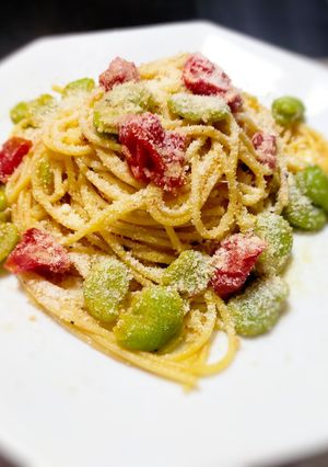 ミニトマトとそら豆のパスタ-レシピのメイン写真