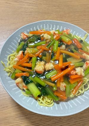 エビと小松菜のあんかけ焼きそば-レシピのメイン写真