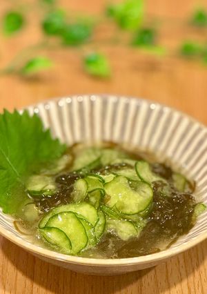 超簡単！わさび風味のきゅうり入りもずく酢　-レシピのメイン写真
