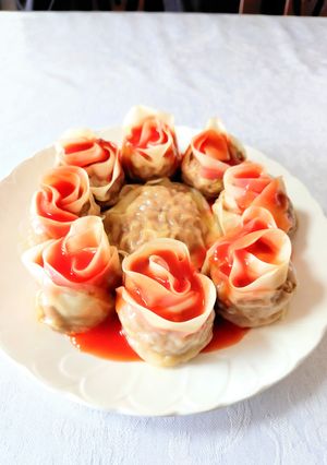 簡単バラ焼き餃子 • 玫瑰花水煎饺-レシピのメイン写真