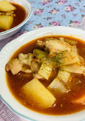 手羽元出汁と香味野菜の簡単トマトスープ-レシピのメイン写真