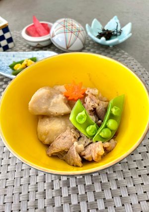 砂糖なし　里芋と豚こま煮物-レシピのメイン写真