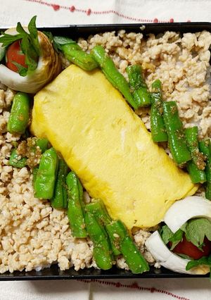 6/17ﾖｯﾁｬﾝ☆そぼろとだし巻き弁当-レシピのメイン写真