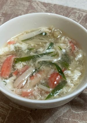 えのき、カニかま、卵白の中華スープ-レシピのメイン写真