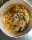 肉無チクワ赤味噌天津飯風親子丼味野炒め