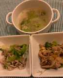 きゅうりとレタスの炒め物取り分けスープ