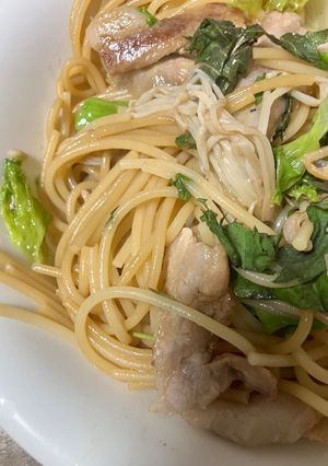 簡単　和風豚肉とレタスえのきのパスタ-レシピのメイン写真