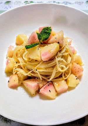 簡単夏の夕飯・昼食!桃の冷製パスタ-レシピのメイン写真