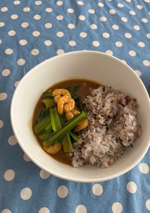 小松菜とエビのカレー-レシピのメイン写真