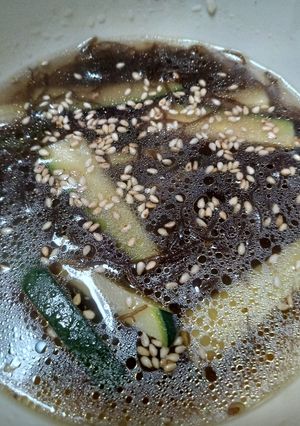ごま油で炒めたズッキーニうまっ♪スープ☆-レシピのメイン写真