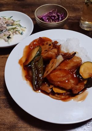 かんたん酢が隠し味椎茸の佃煮入り酢鶏ご飯-レシピのメイン写真