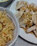 ☆超簡単☆炊飯器で鶏釜飯と油淋鶏風蒸し鶏