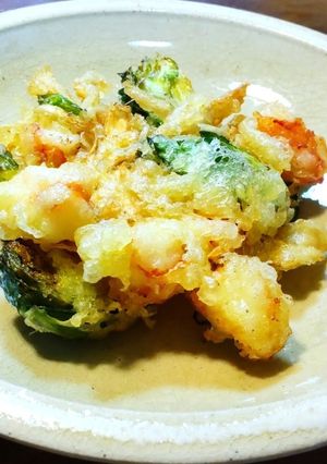 海老・芽キャベツ・白舞茸のかき揚げ　米粉-レシピのメイン写真