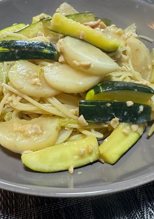 カブとズッキーニのひきわり納豆パスタ-レシピのメイン写真