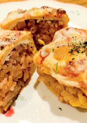 油揚げで!ピザ風オムライスいなり-レシピのメイン写真