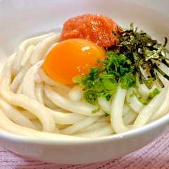 รูปของ 手作り出汁醤油で♡丸亀製麺風明太釜玉〜
